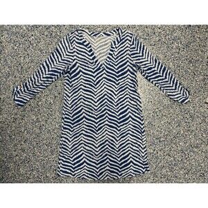 Lilly Pulitzer Women's 3/4 Sleeve Rossmore T-shirt Dress Blue & White Size Med